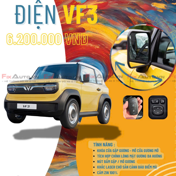 Gương gập chỉnh điện cho xe vinfast VF3