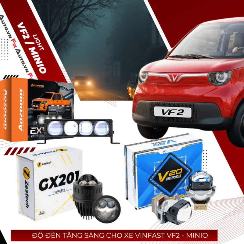 Độ đèn xe Vf2 - Minio Green